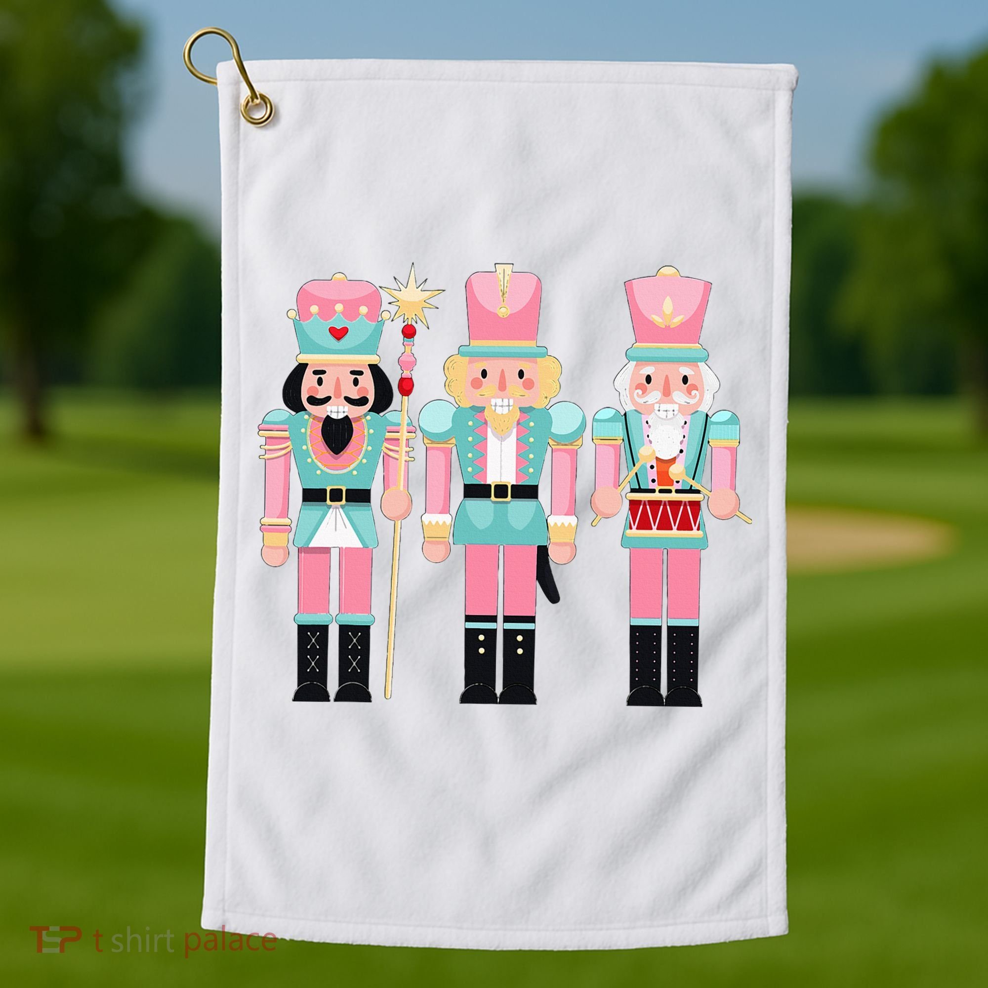 Pink Nutcracker Squad Xmas Pink Christmas Pajamas  Golf Towel