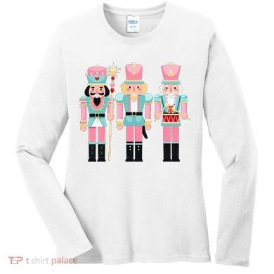 Pink Nutcracker Squad Xmas Pink Christmas Pajamas  Women's Long Sleeve Shirt