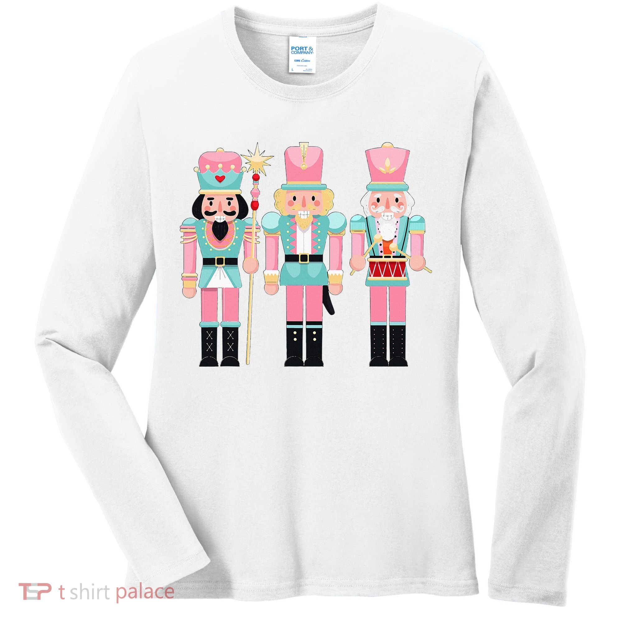 Pink Nutcracker Squad Xmas Pink Christmas Pajamas  Women's Long Sleeve Shirt