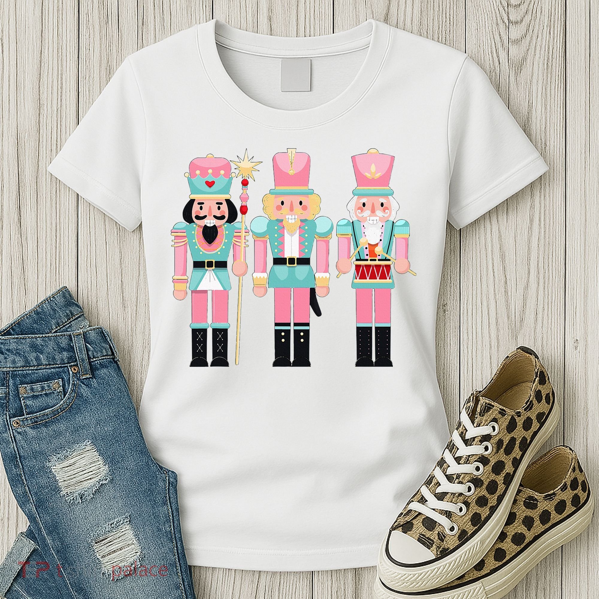 Pink Nutcracker Squad Xmas Pink Christmas Pajamas  Women's T-Shirt