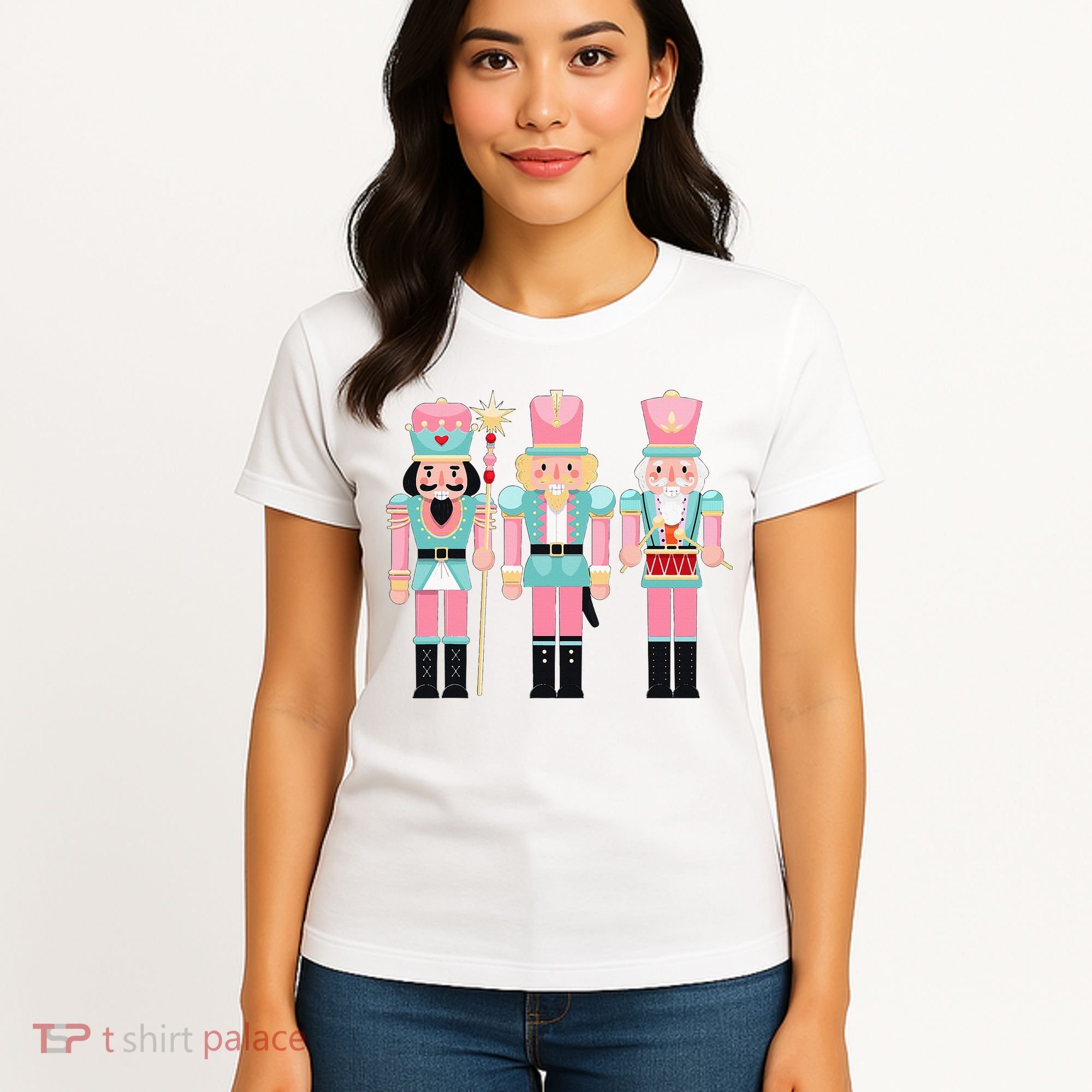 Pink Nutcracker Squad Xmas Pink Christmas Pajamas  Women's T-Shirt