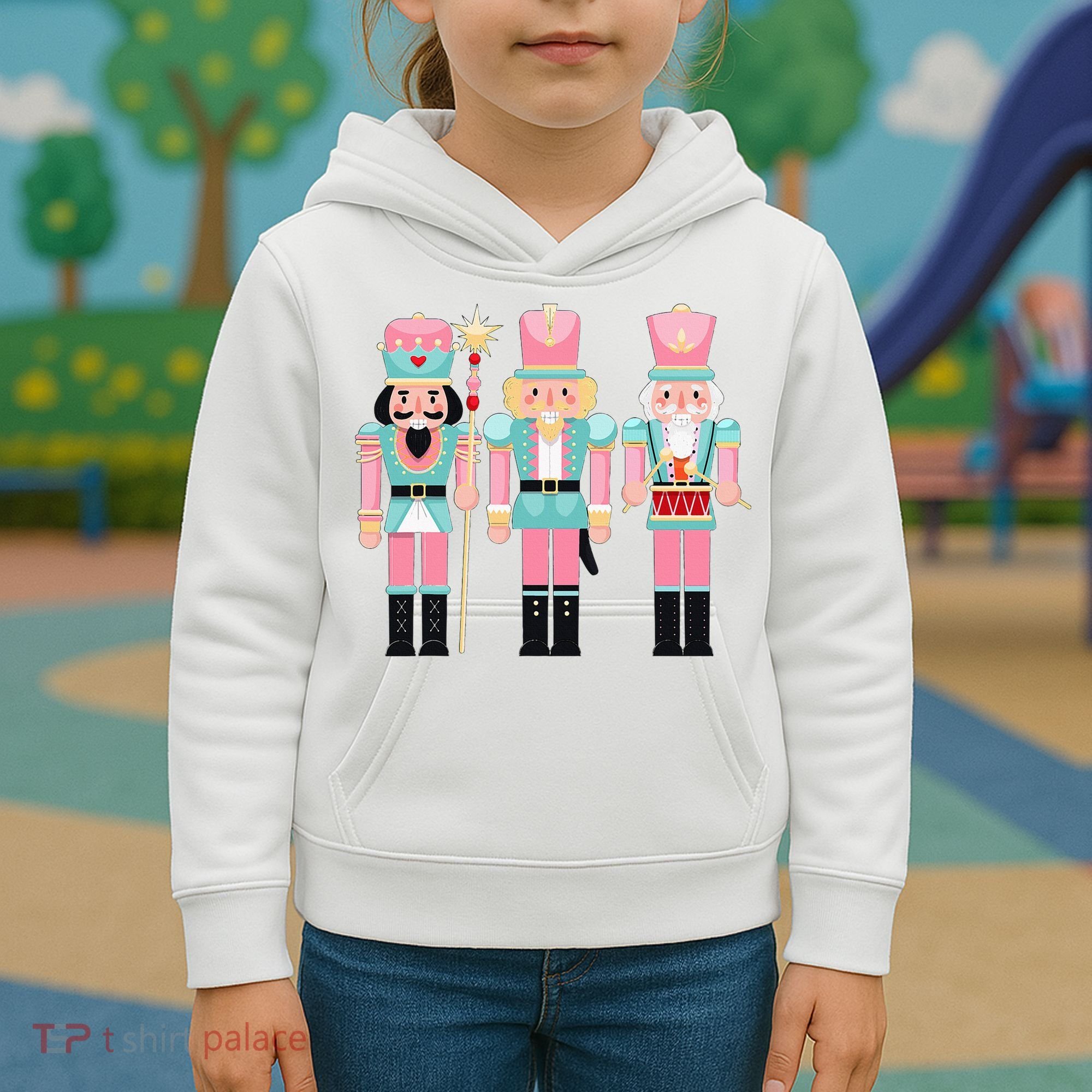 Pink Nutcracker Squad Xmas Pink Christmas Pajamas  Kids Hoodie