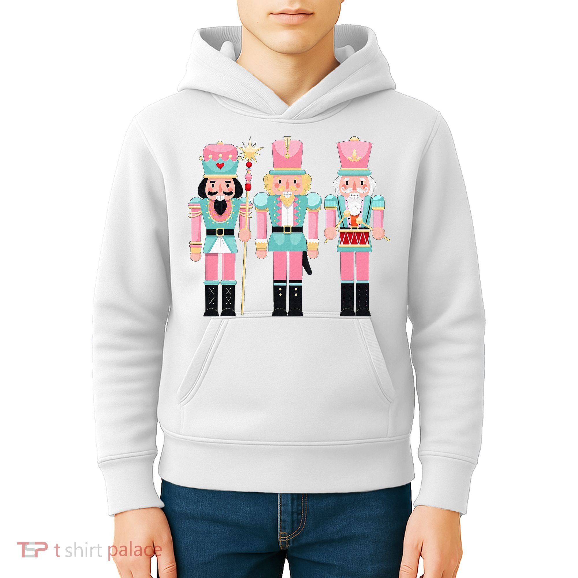 Pink Nutcracker Squad Xmas Pink Christmas Pajamas  Kids Hoodie