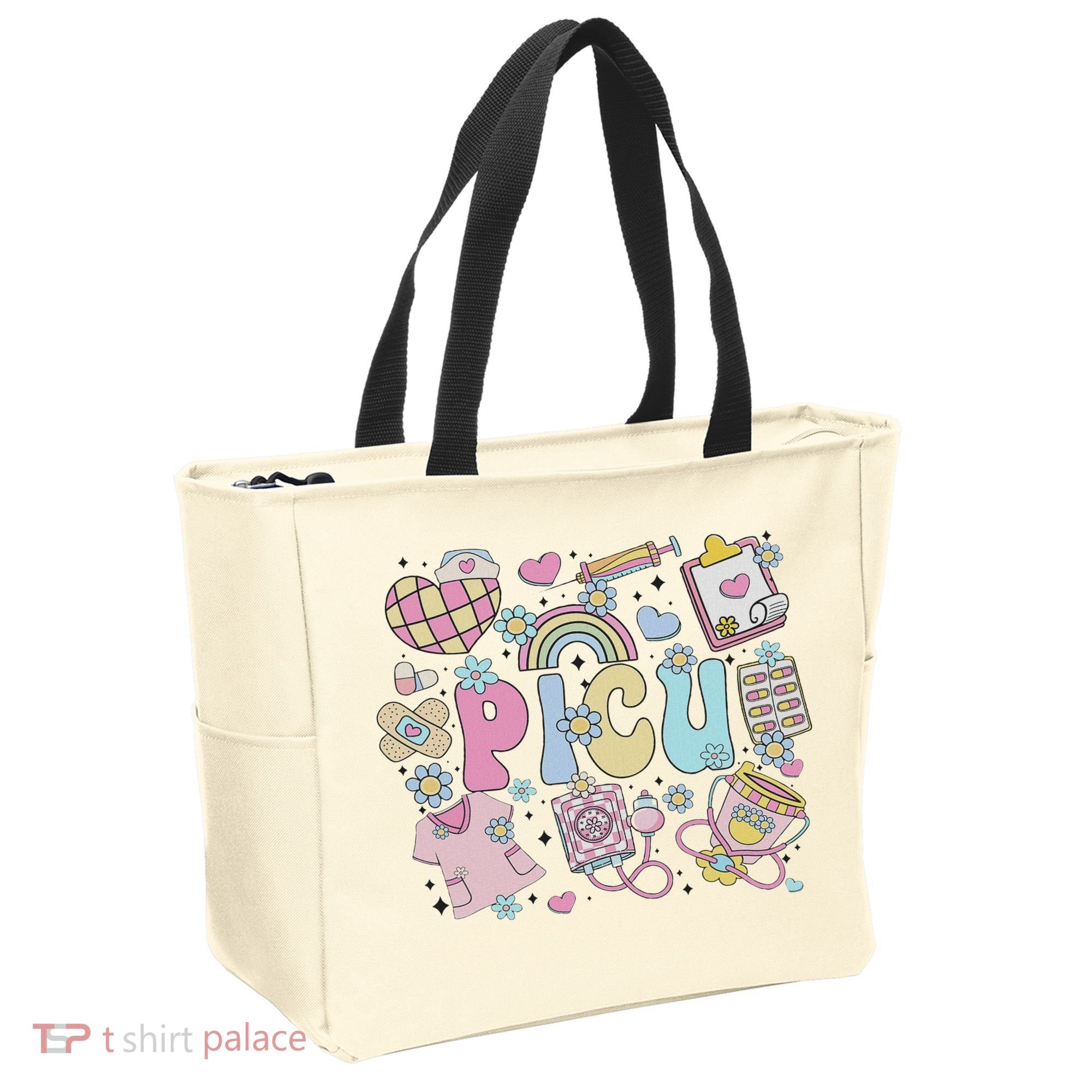 Picu Nurse Stuff Retro Pediatric Nurse Icu Peds Nursing Tote Bag
