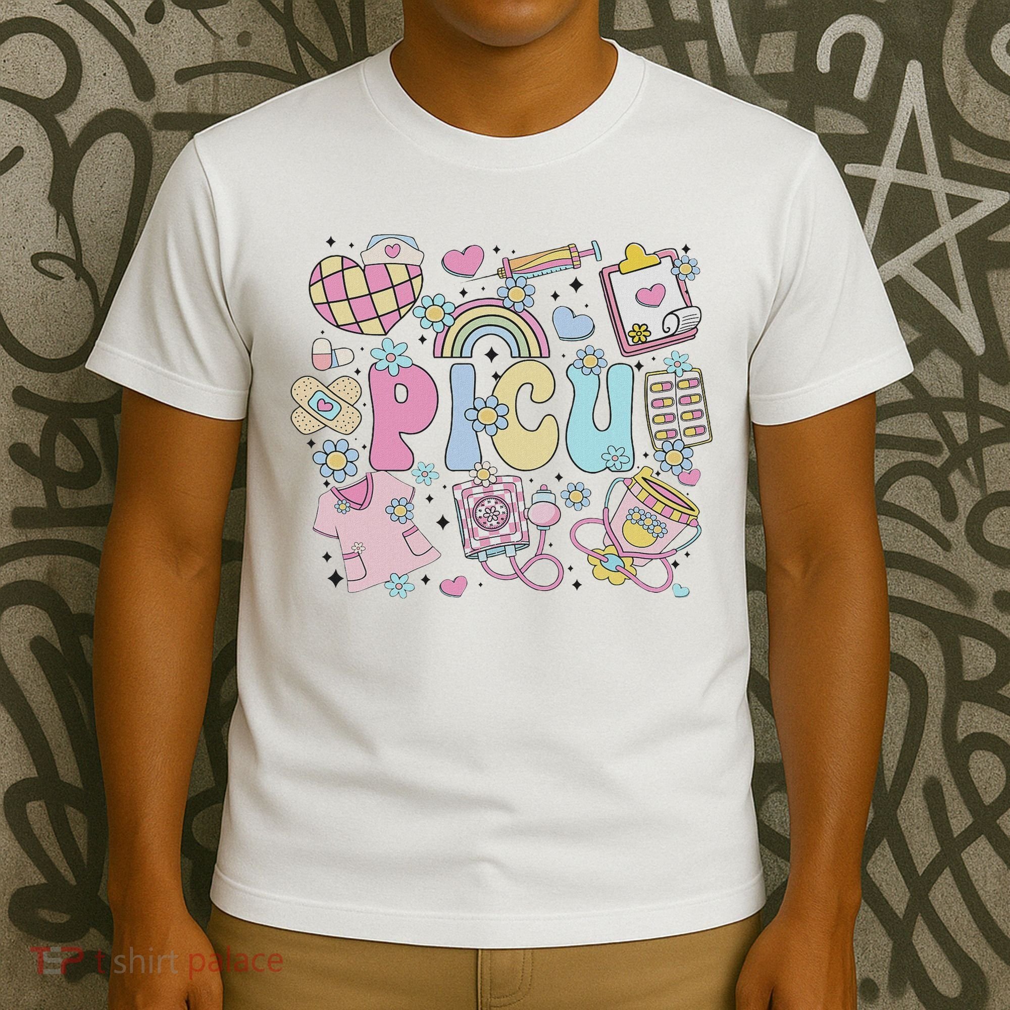Picu Nurse Stuff Retro Pediatric Nurse Icu Peds Nursing T-Shirt
