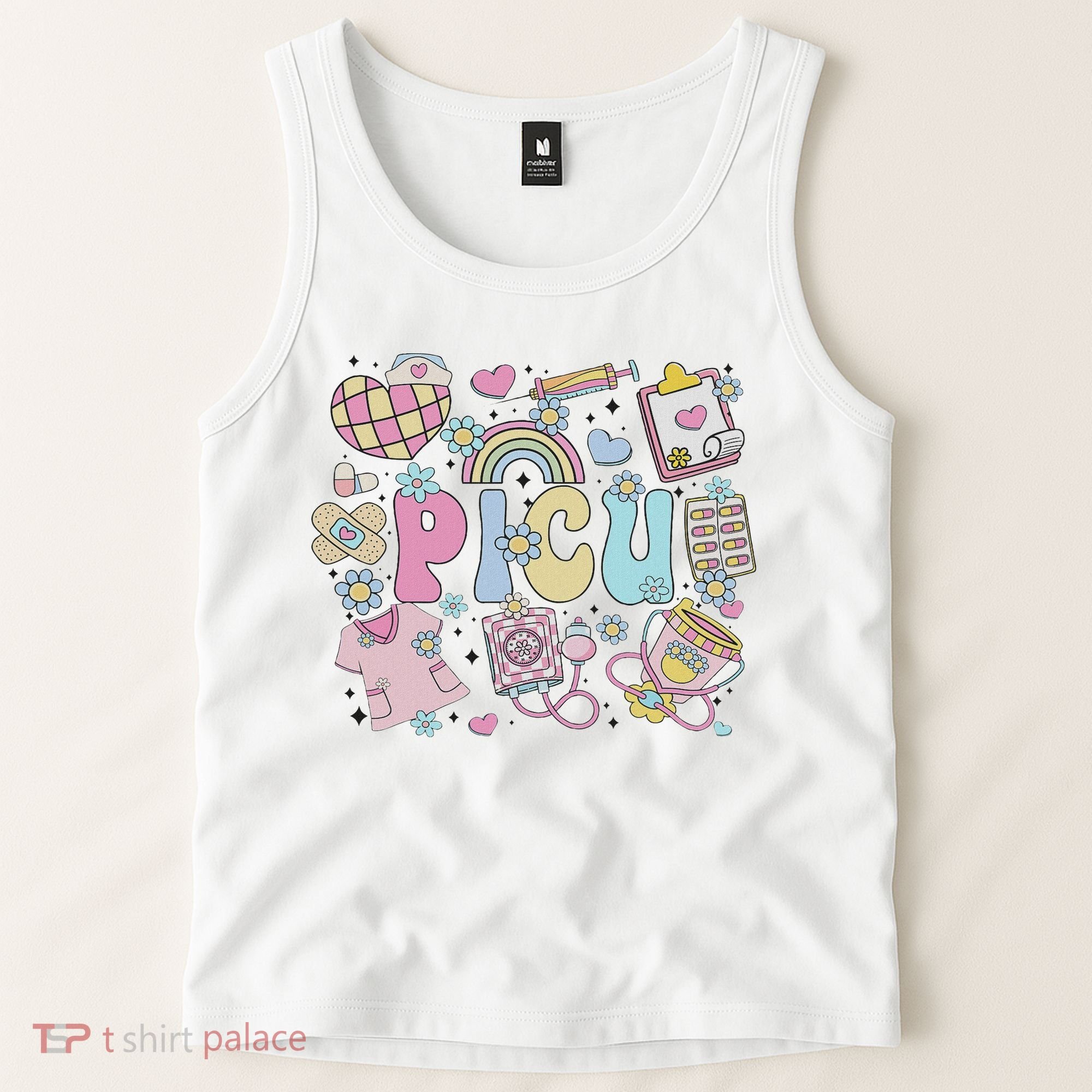 Picu Nurse Stuff Retro Pediatric Nurse Icu Peds Nursing Tank Top