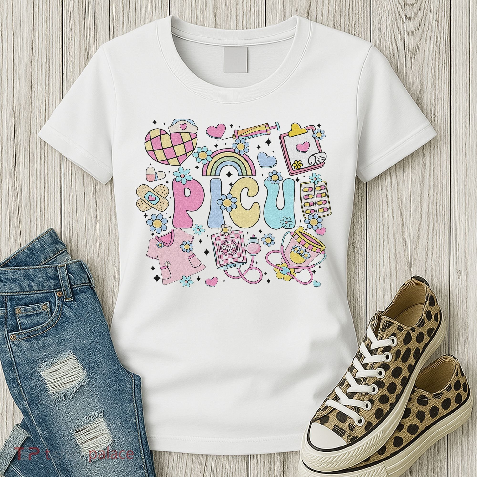 Picu Nurse Stuff Retro Pediatric Nurse Icu Peds Nursing Women's T-Shirt