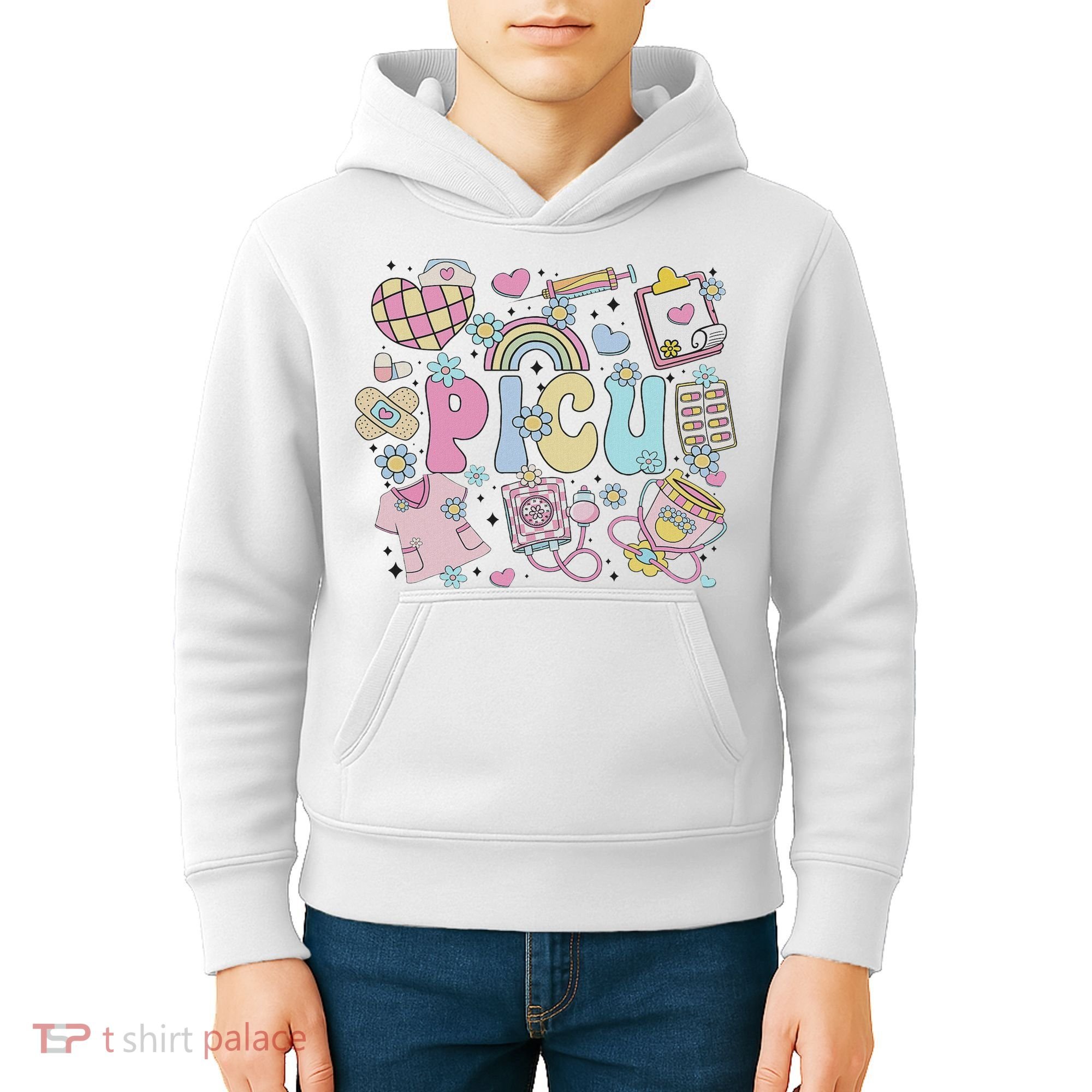 Picu Nurse Stuff Retro Pediatric Nurse Icu Peds Nursing Kids Hoodie