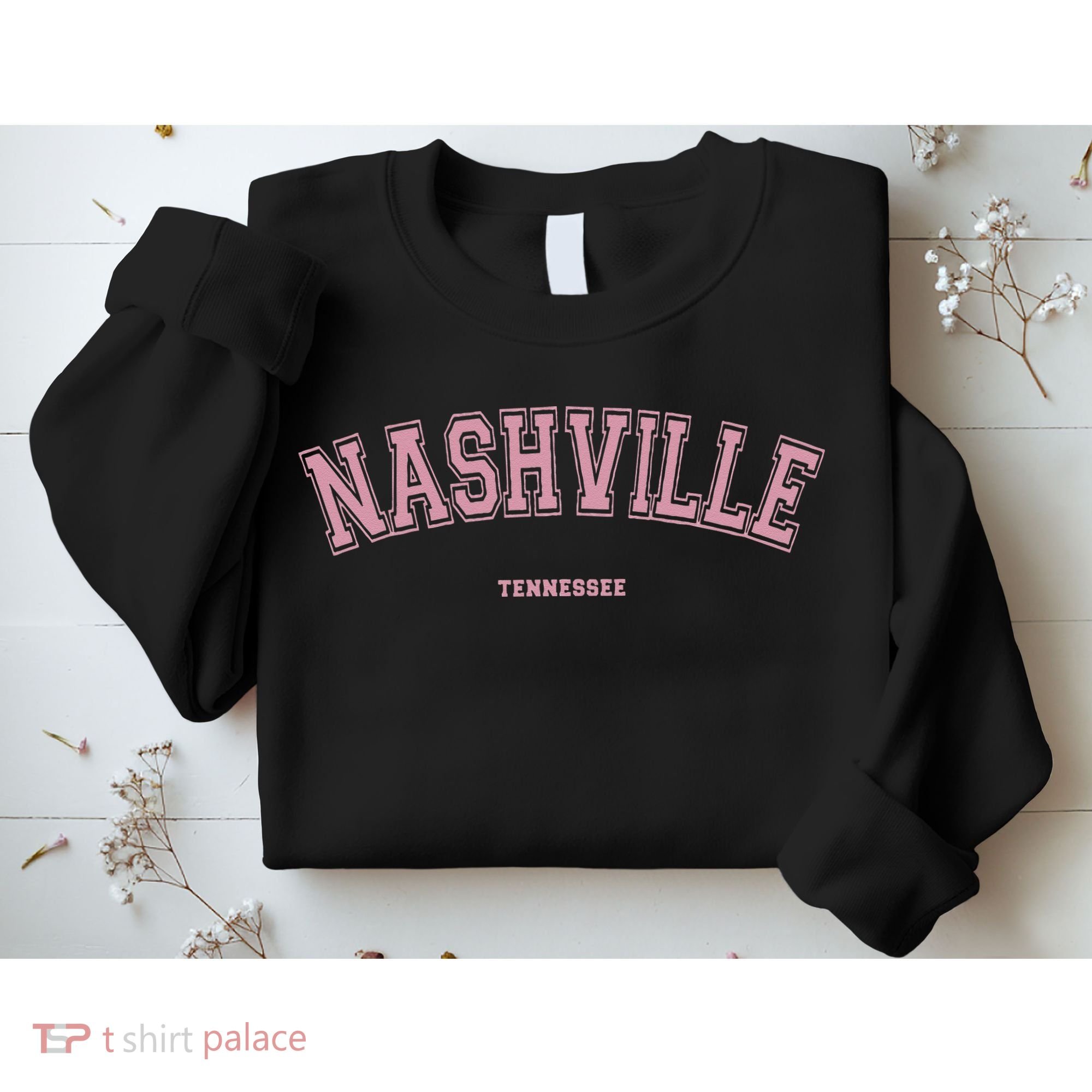 Pink Nashville Tennessee TN Varsity On Nashville Sweatshirt
