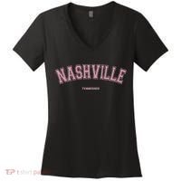 Pink Nashville Tennessee TN Varsity On Nashville Women's V-Neck T-Shirt thumb 0