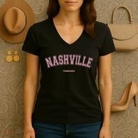 Pink Nashville Tennessee TN Varsity On Nashville Women's V-Neck T-Shirt thumb 3