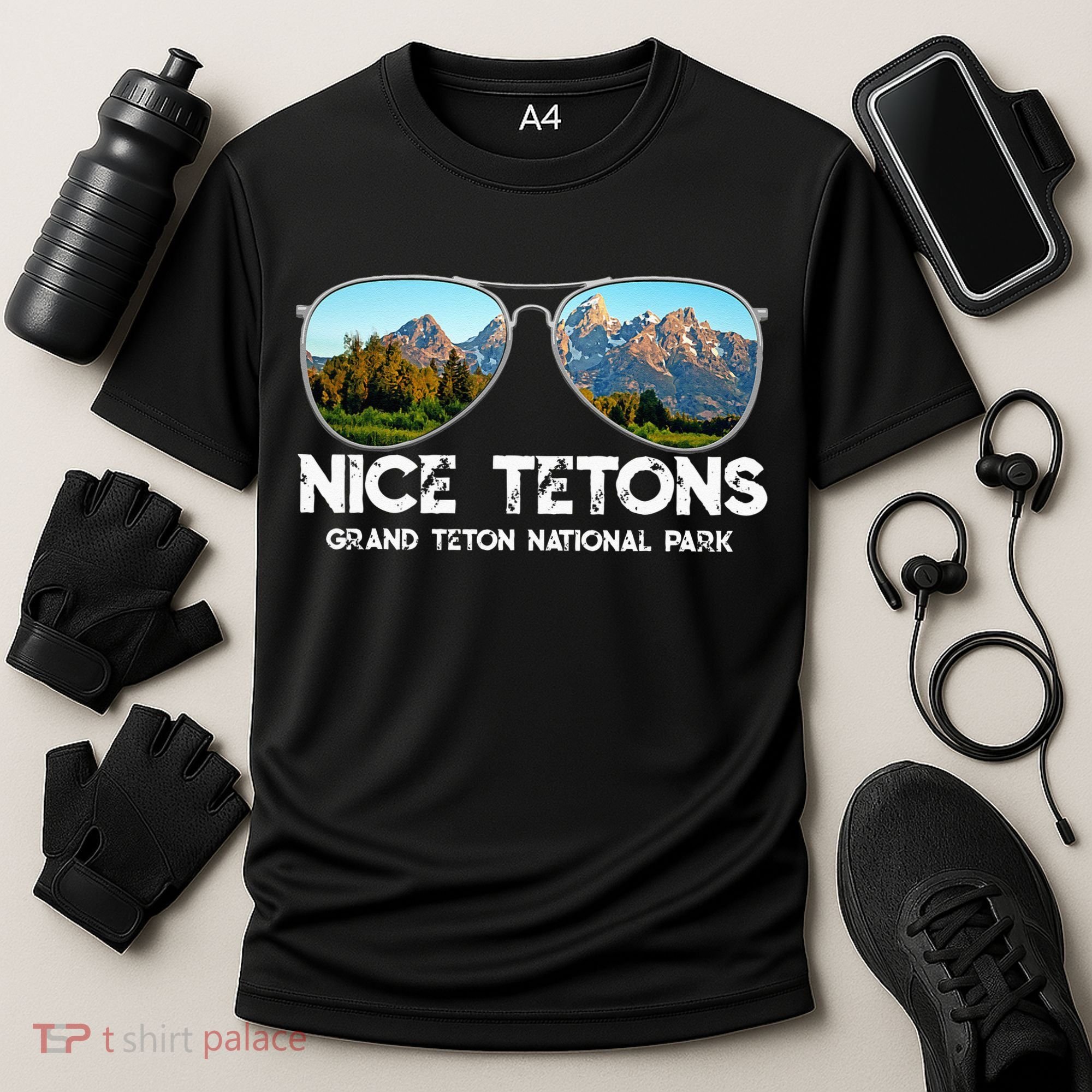 Punny Nice Tetons Teton Mountain Cooling Performance Crew T-Shirt