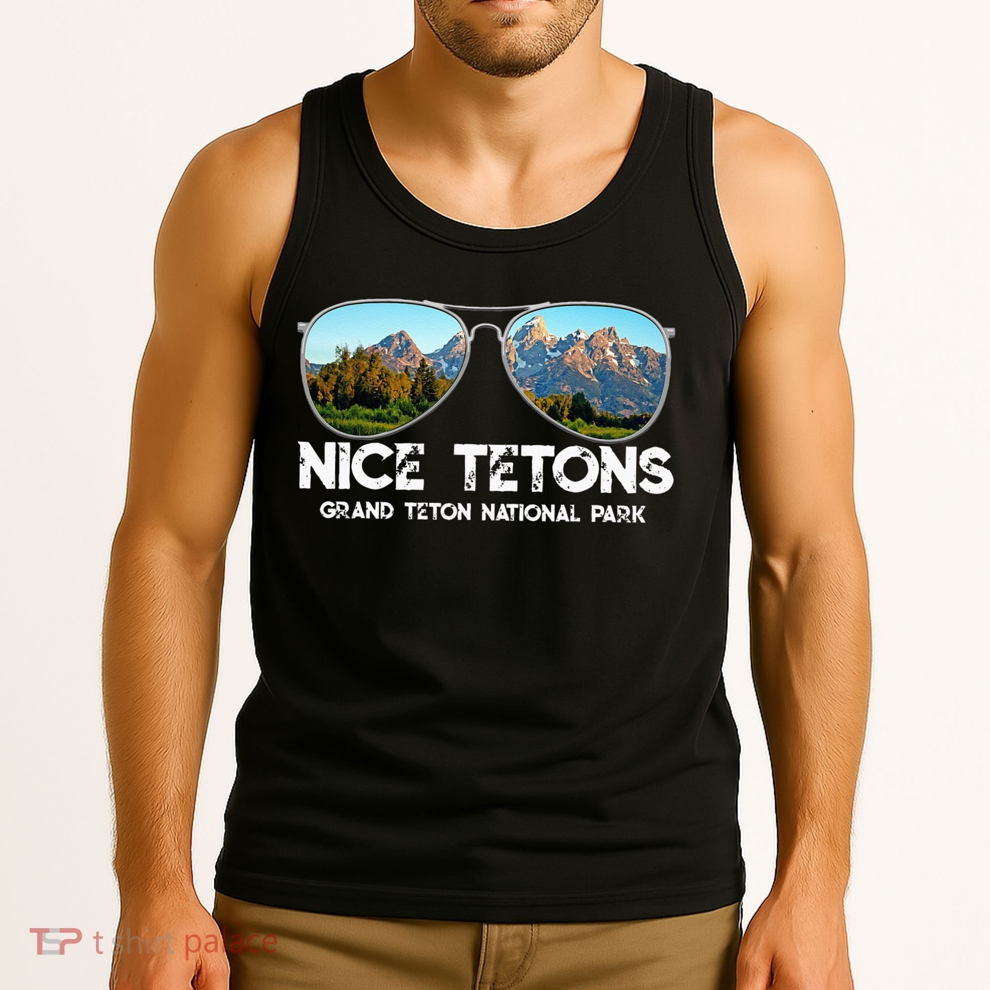 Punny Nice Tetons Teton Mountain Tank Top