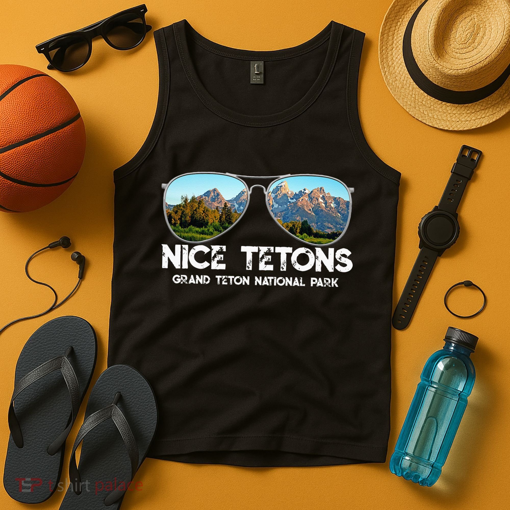 Punny Nice Tetons Teton Mountain Tank Top