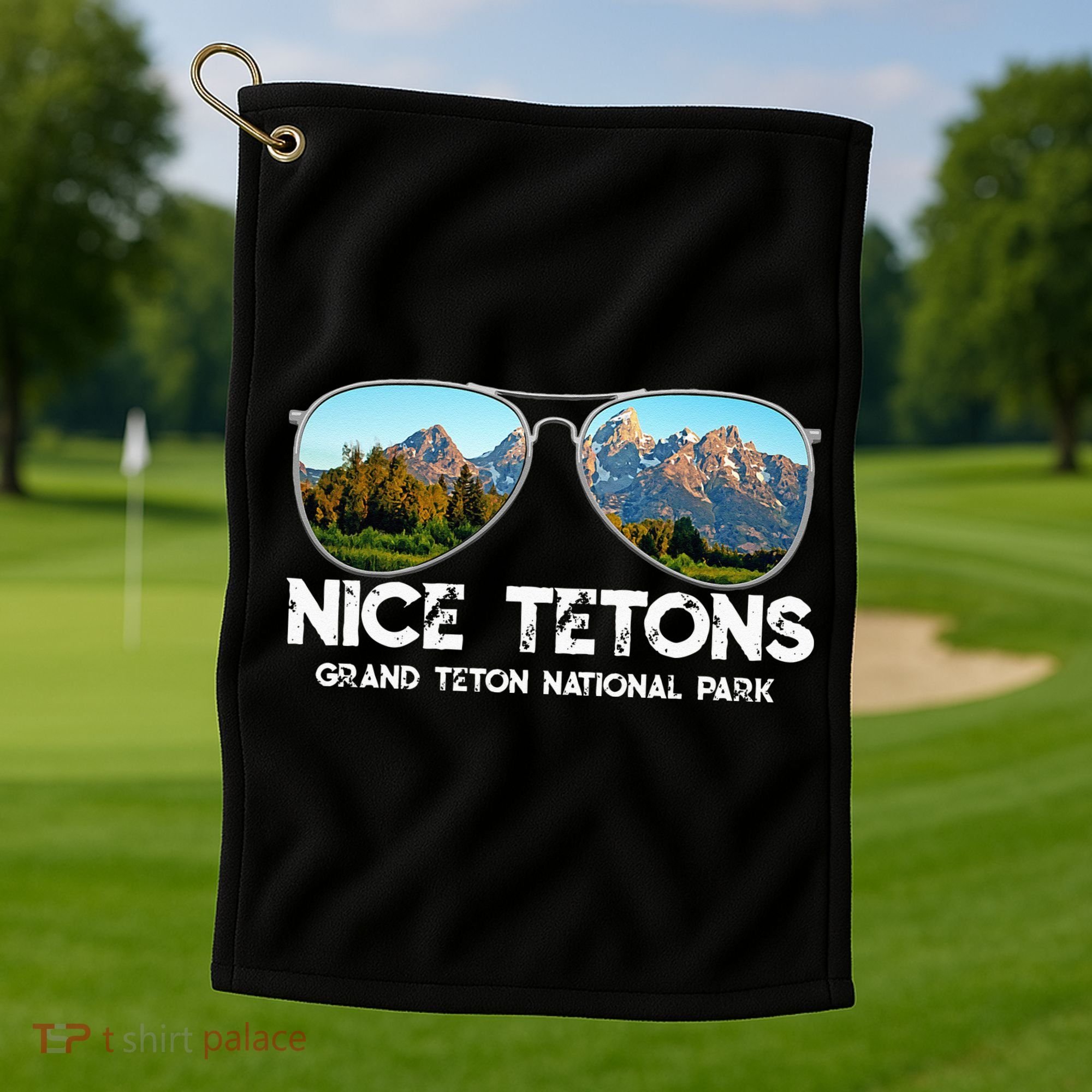 Punny Nice Tetons Teton Mountain Golf Towel