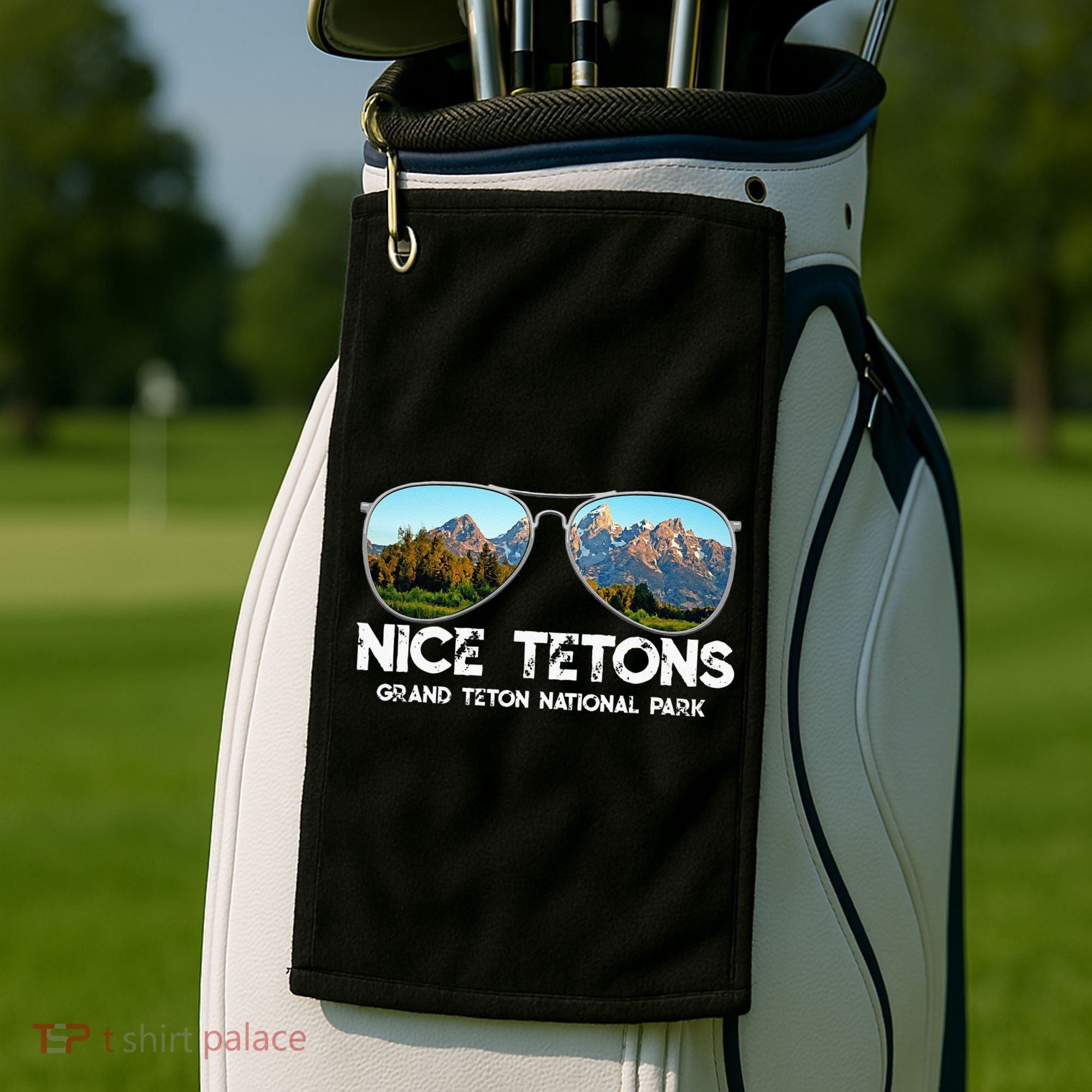 Punny Nice Tetons Teton Mountain Golf Towel
