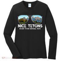 Punny Nice Tetons Teton Mountain Women's Long Sleeve Shirt thumb 0