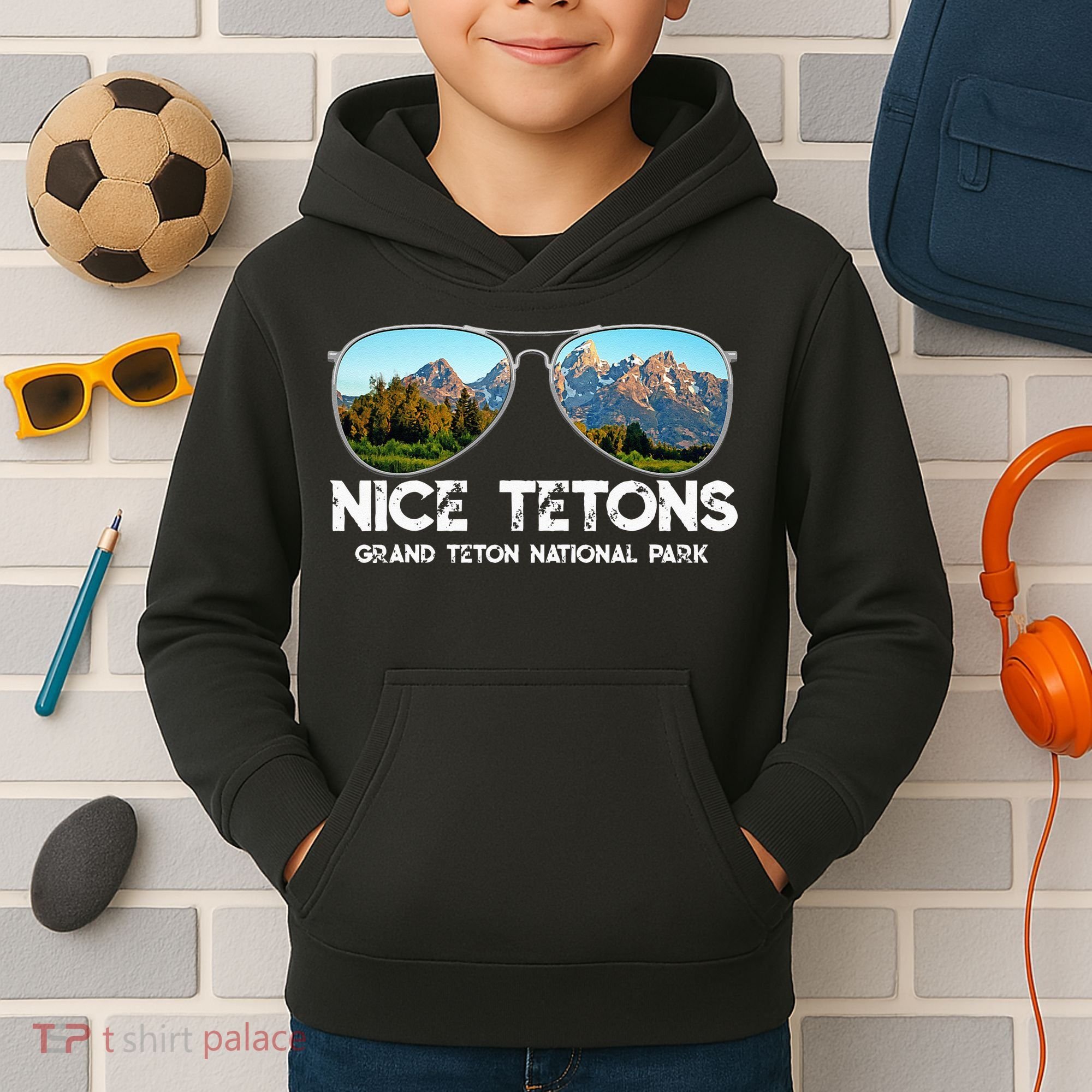 Punny Nice Tetons Teton Mountain Kids Hoodie