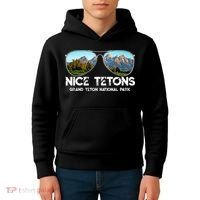 Punny Nice Tetons Teton Mountain Kids Hoodie thumb 4