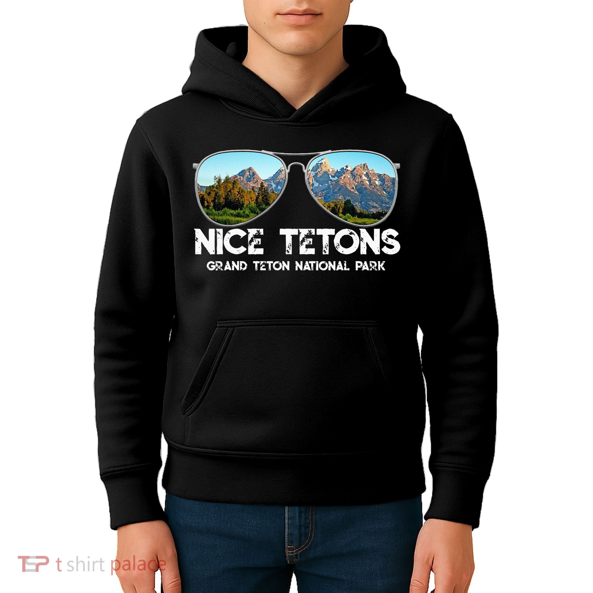 Punny Nice Tetons Teton Mountain Kids Hoodie