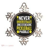 Pickleball Never Underestimate A Woman With A Pickleball Paddle Ornament thumb 0