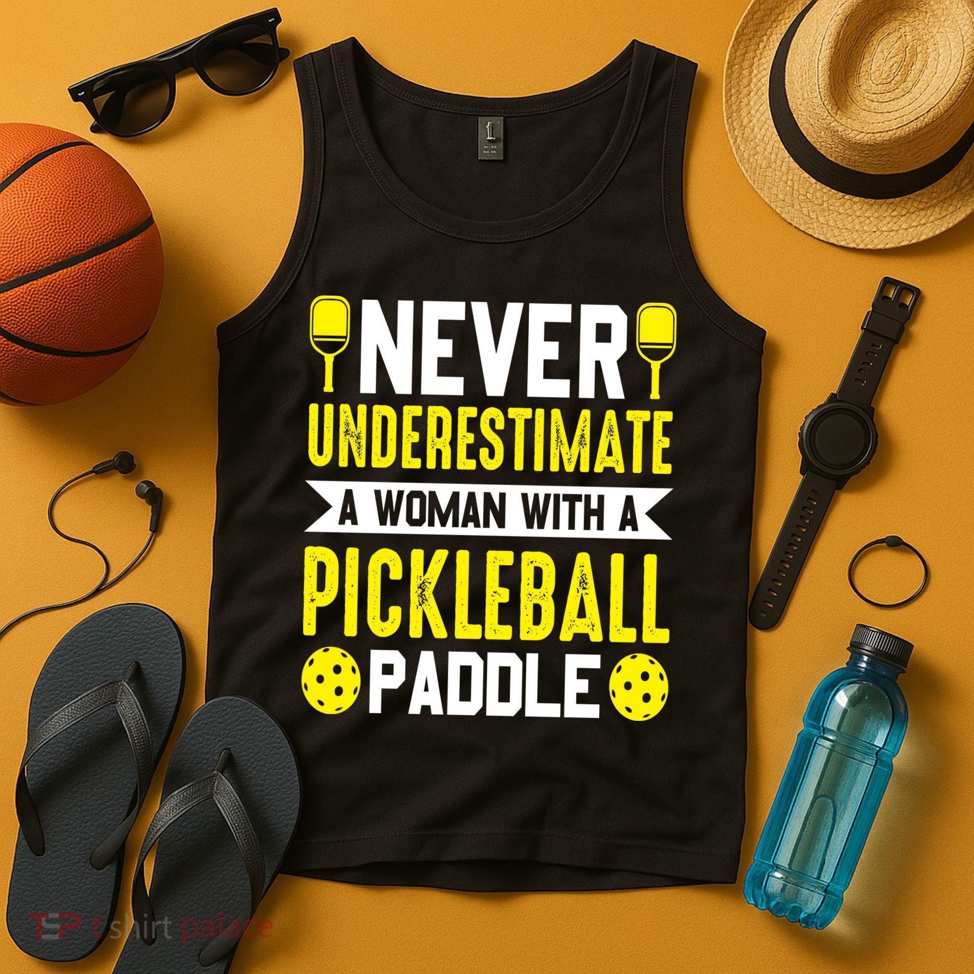 Pickleball Never Underestimate A Woman With A Pickleball Paddle Tank Top