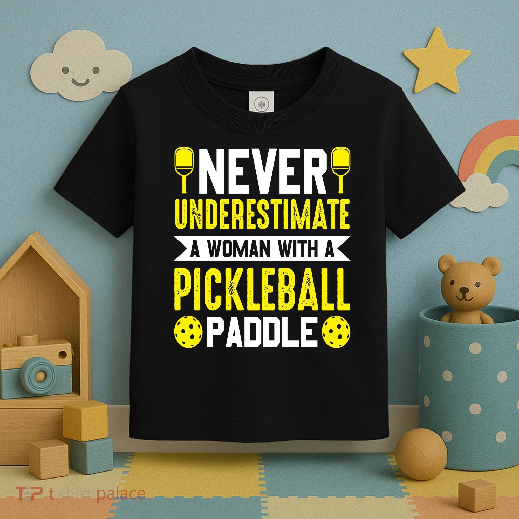 Pickleball Never Underestimate A Woman With A Pickleball Paddle Toddler T-Shirt