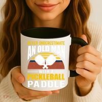 Pickleball Never Underestimate An Old Man With A Pickleball Paddle Coffee Mug thumb 3