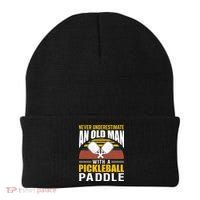 Pickleball Never Underestimate An Old Man With A Pickleball Paddle Beanie thumb 0