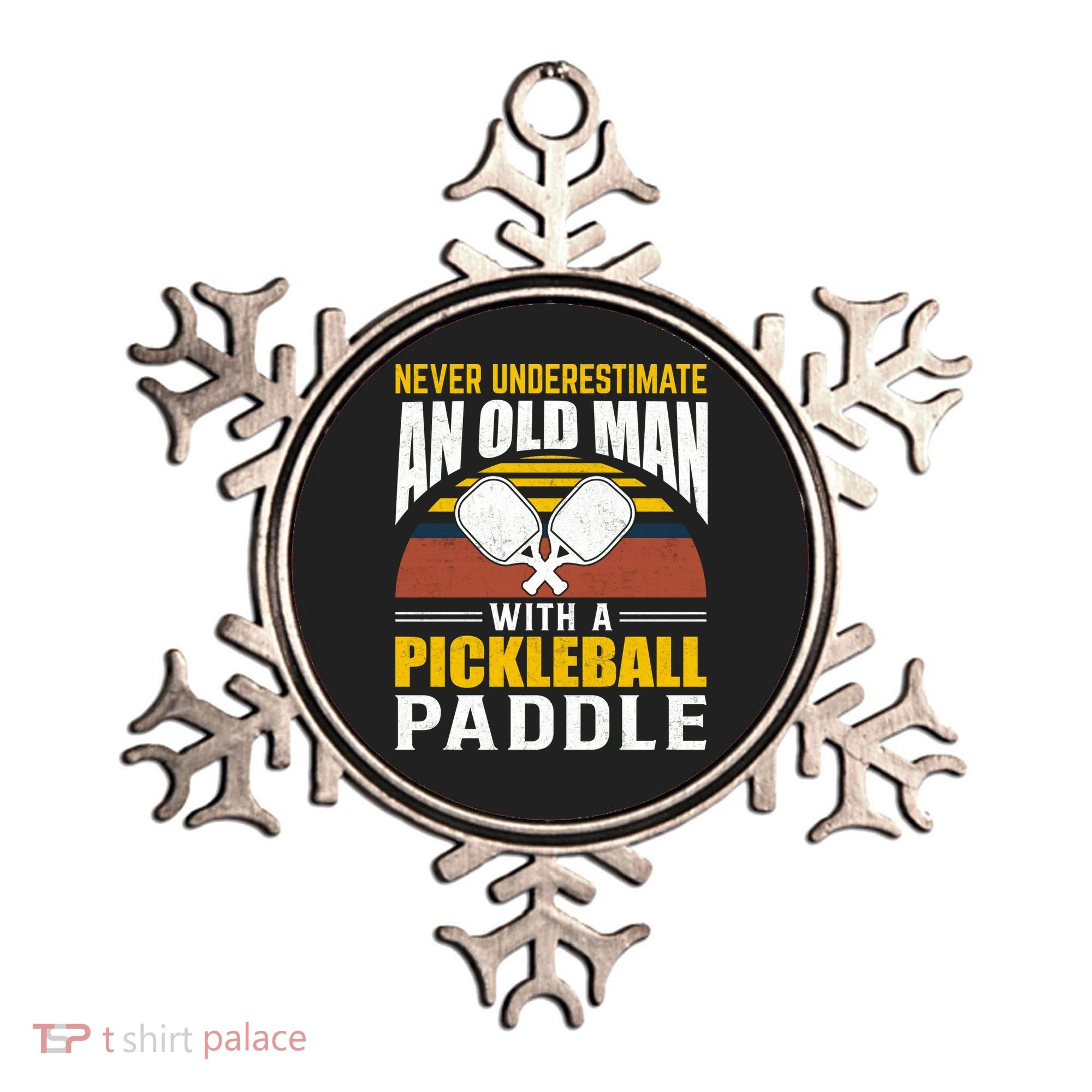 Pickleball Never Underestimate An Old Man With A Pickleball Paddle Ornament
