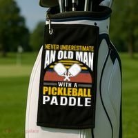 Pickleball Never Underestimate An Old Man With A Pickleball Paddle Golf Towel thumb 2