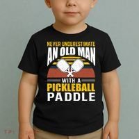 Pickleball Never Underestimate An Old Man With A Pickleball Paddle Toddler T-Shirt thumb 2