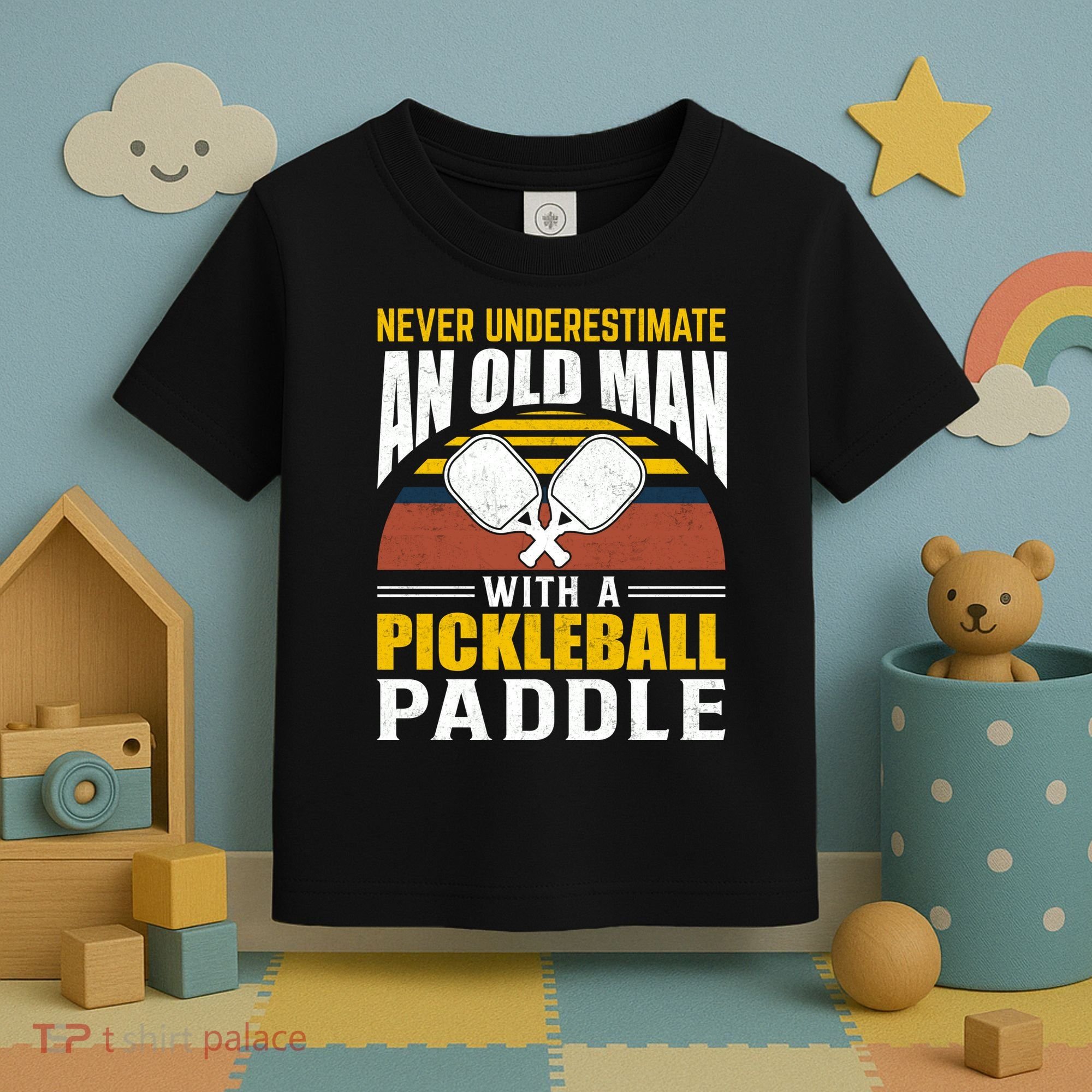 Pickleball Never Underestimate An Old Man With A Pickleball Paddle Toddler T-Shirt