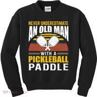 Pickleball Never Underestimate An Old Man With A Pickleball Paddle Kids Sweatshirt thumb 0