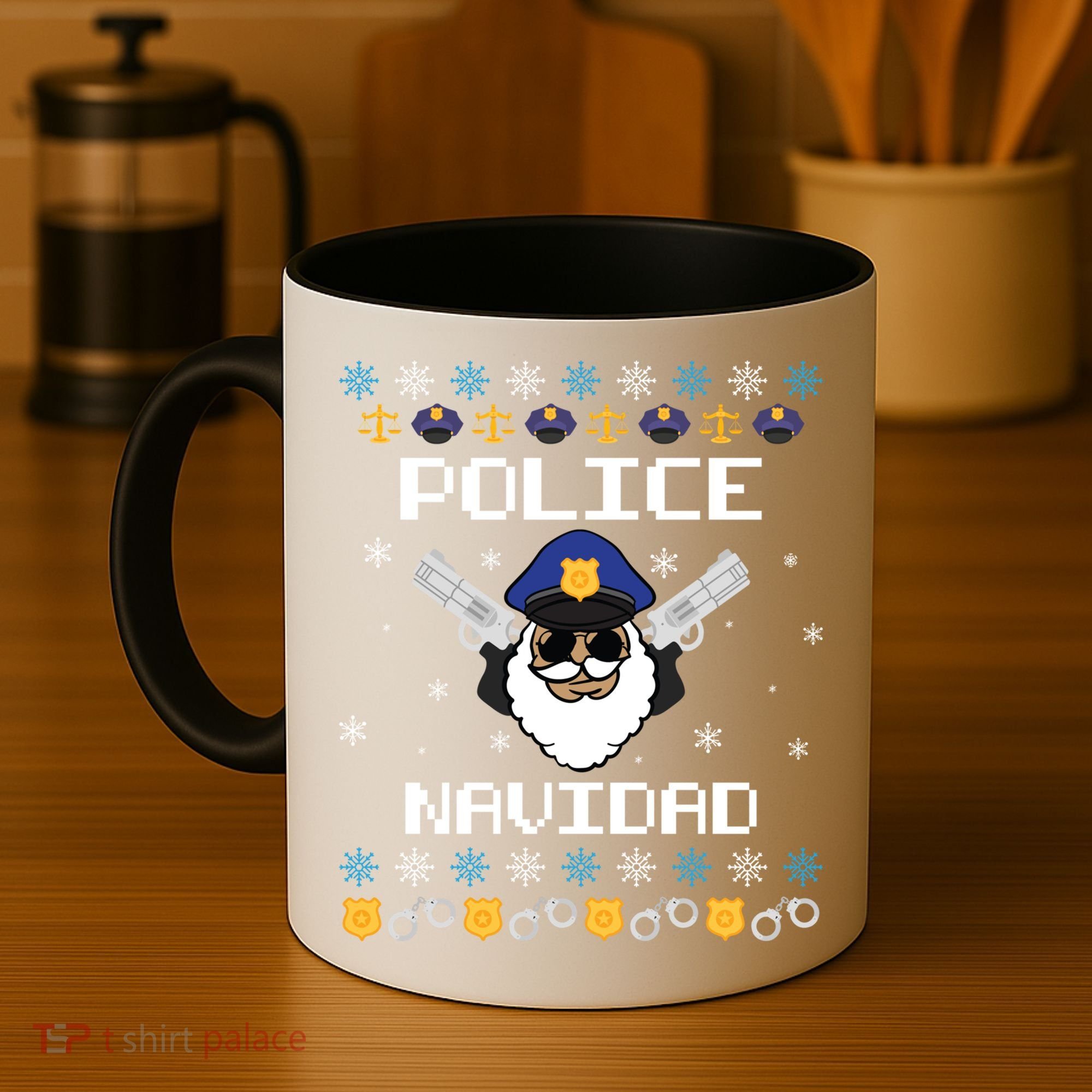 Police Navidad Ugly Christmas Funny Policeman Xmas Coffee Mug