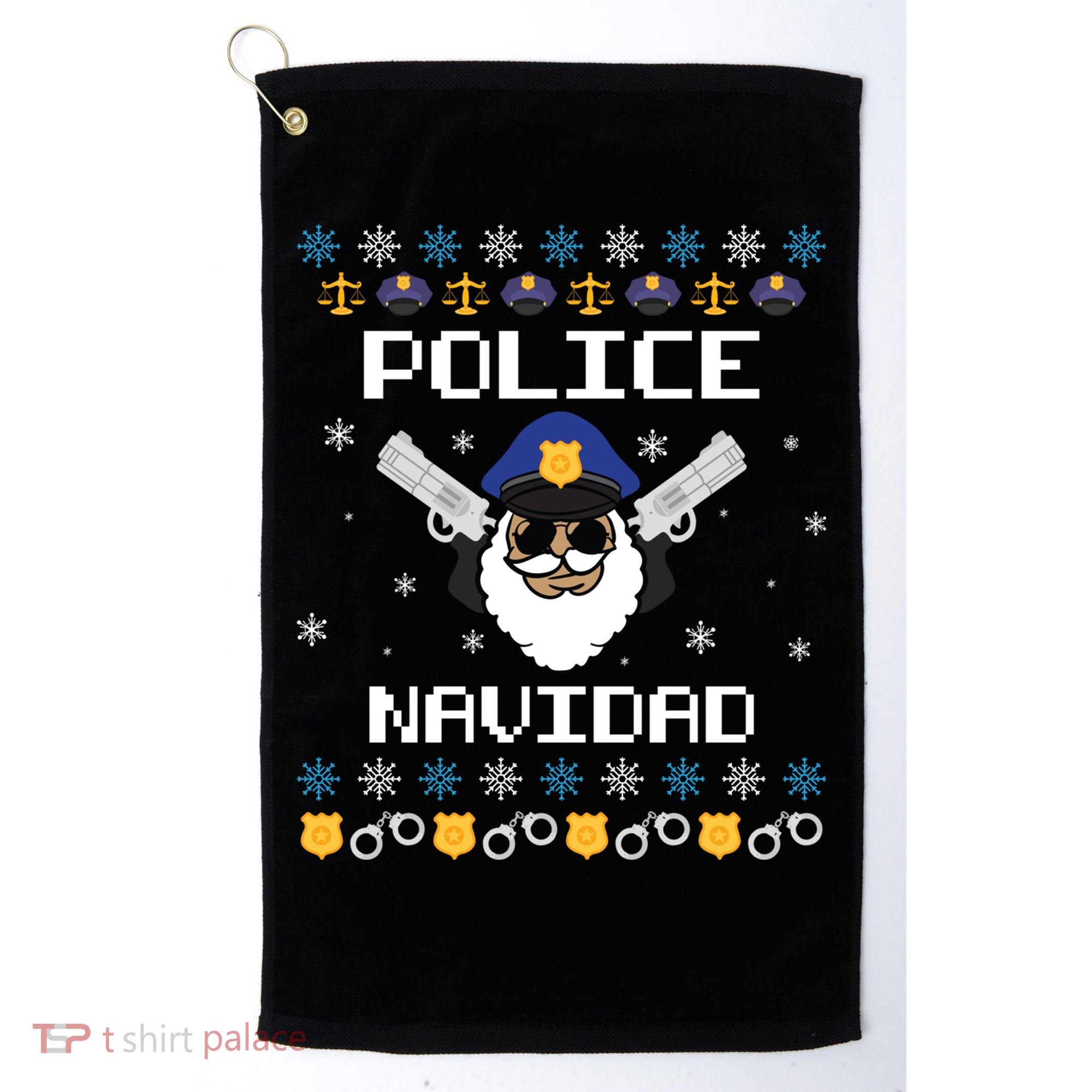 Police Navidad Ugly Christmas Funny Policeman Xmas Golf Towel