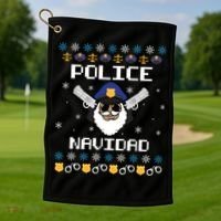 Police Navidad Ugly Christmas Funny Policeman Xmas Golf Towel thumb 1