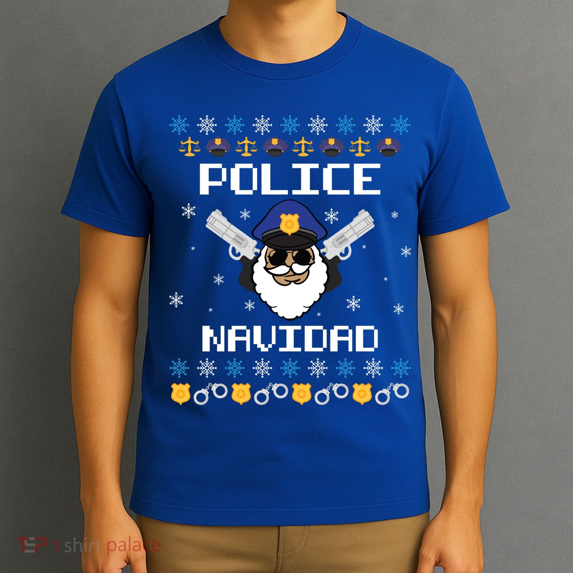 Police Navidad Ugly Christmas Funny Policeman Xmas T-Shirt