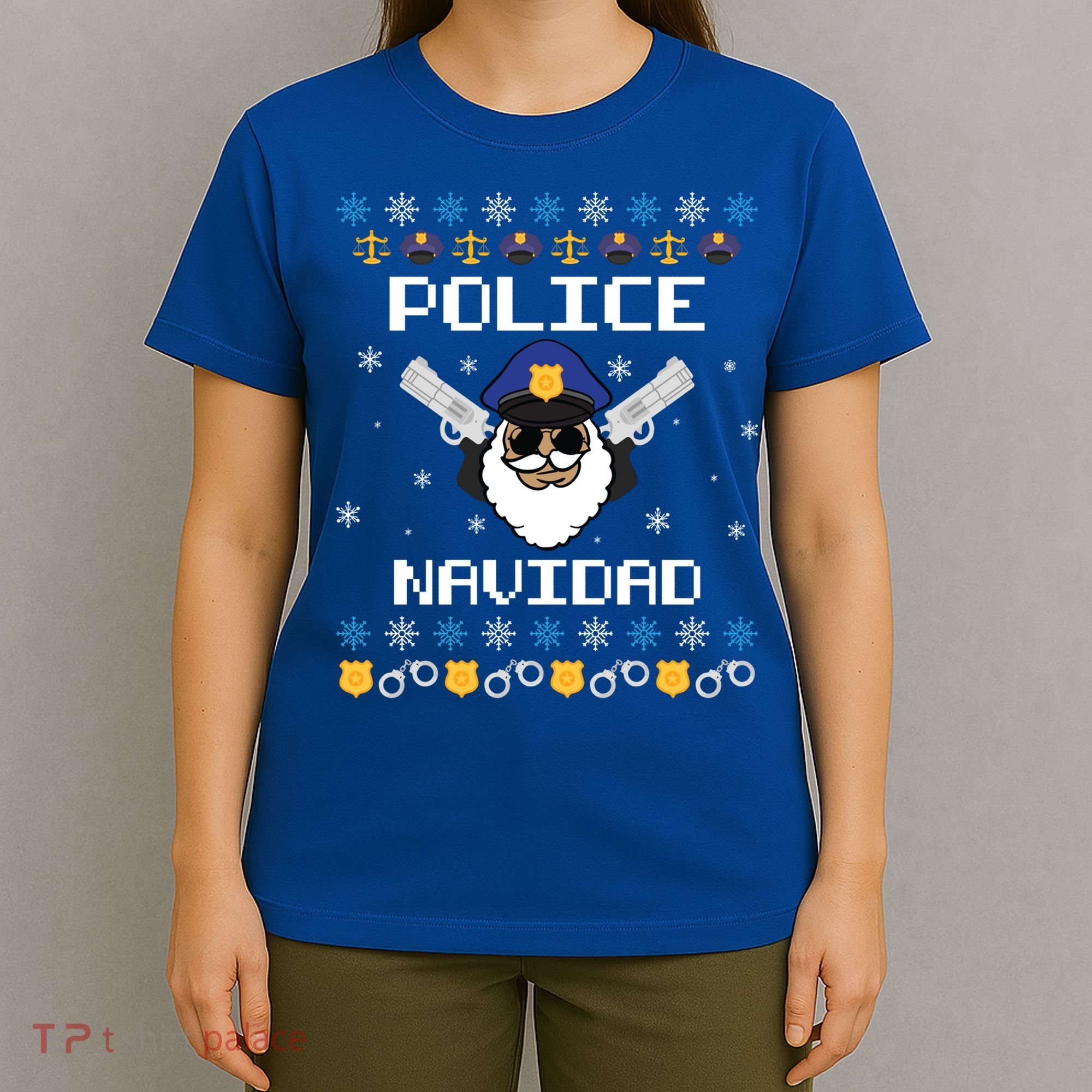 Police Navidad Ugly Christmas Funny Policeman Xmas T-Shirt