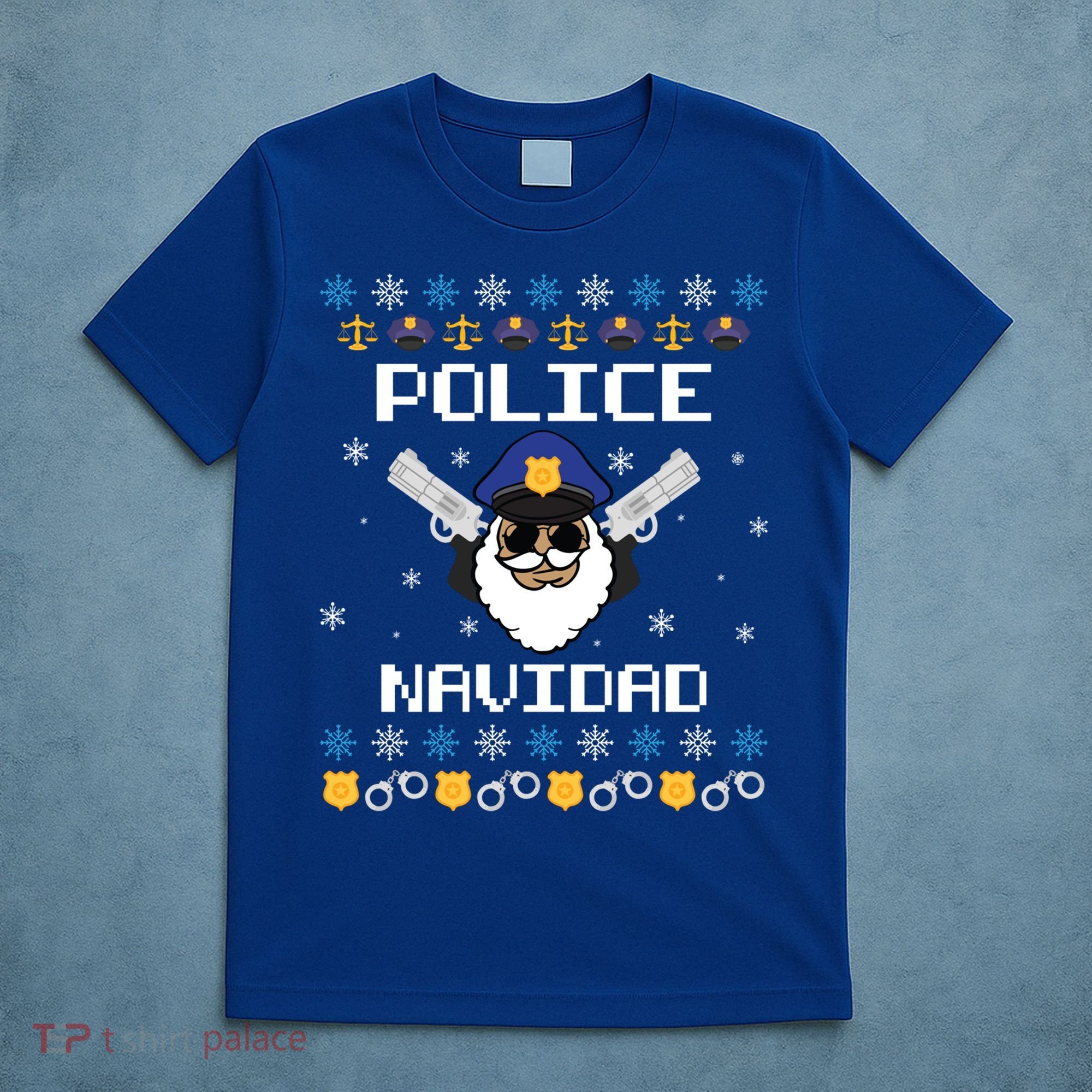 Police Navidad Ugly Christmas Funny Policeman Xmas T-Shirt