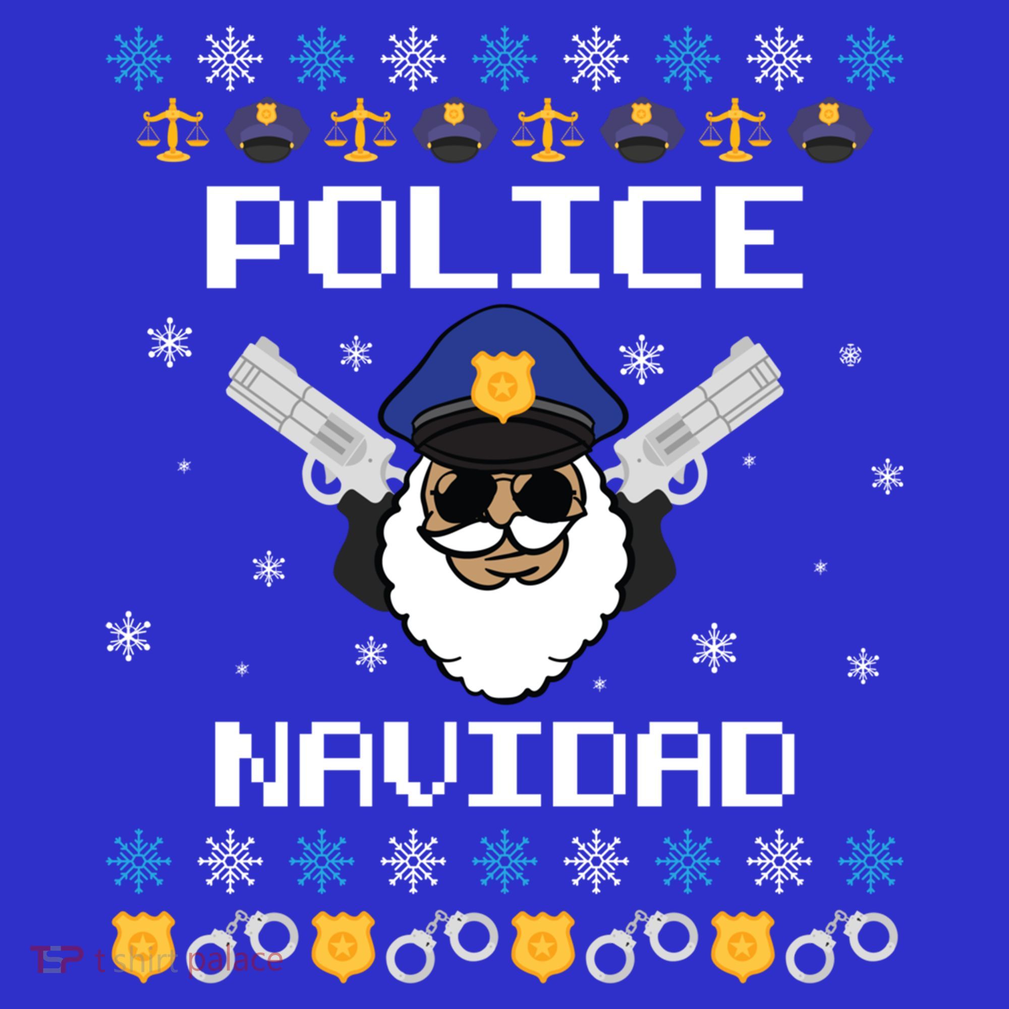 Police Navidad Ugly Christmas Funny Policeman Xmas T-Shirt