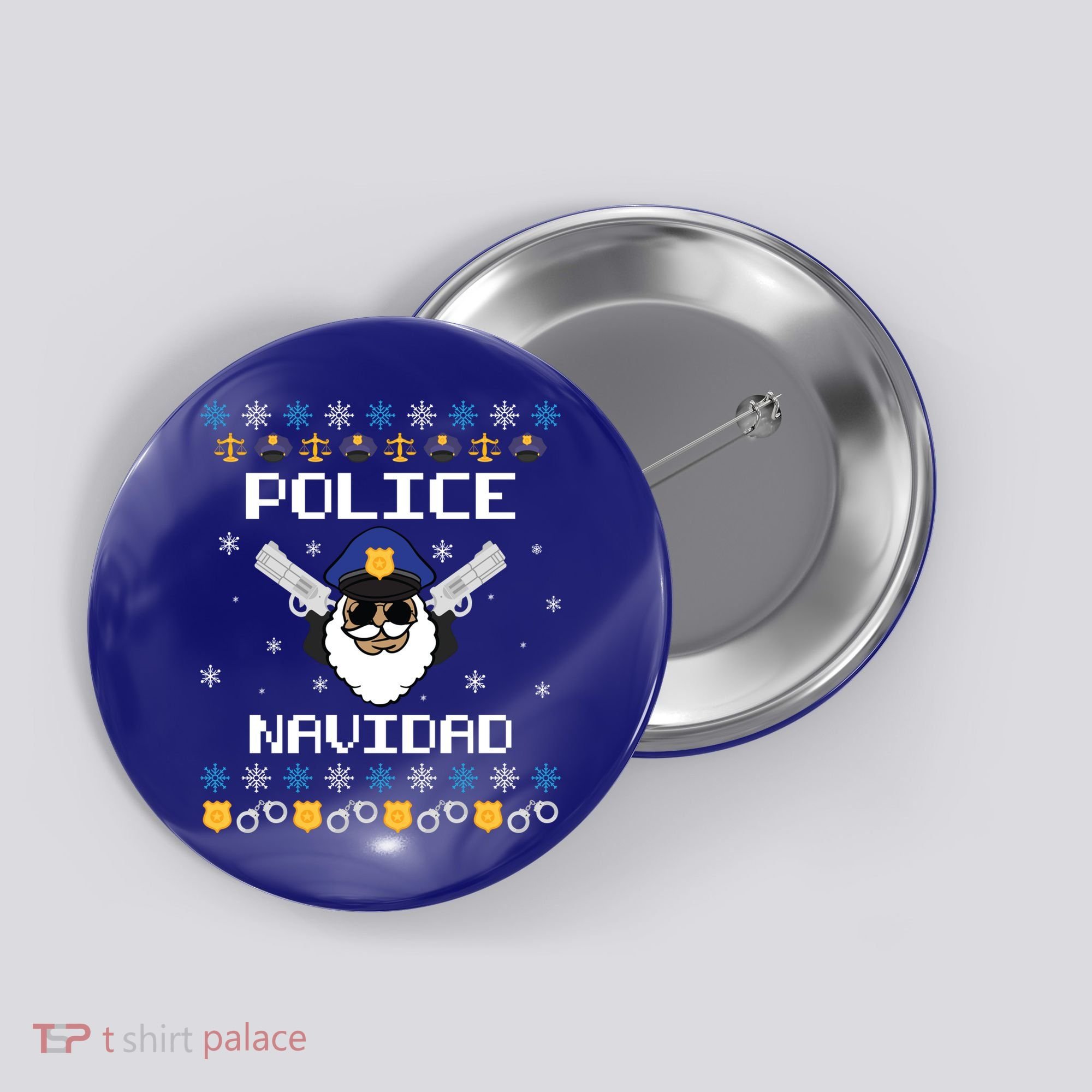 Police Navidad Ugly Christmas Funny Policeman Xmas Button