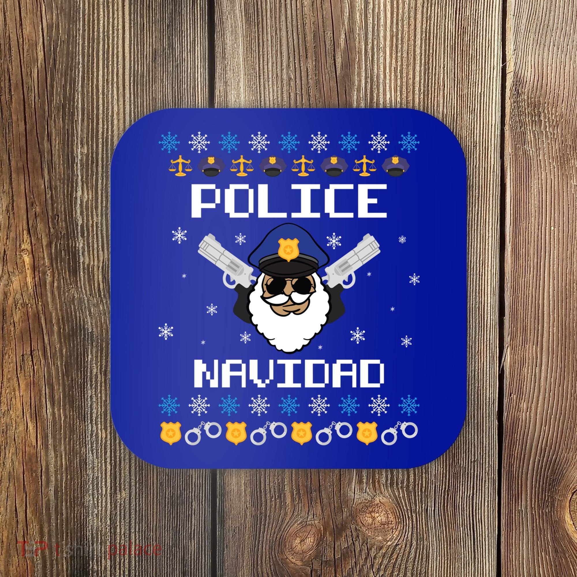 Police Navidad Ugly Christmas Funny Policeman Xmas Coaster