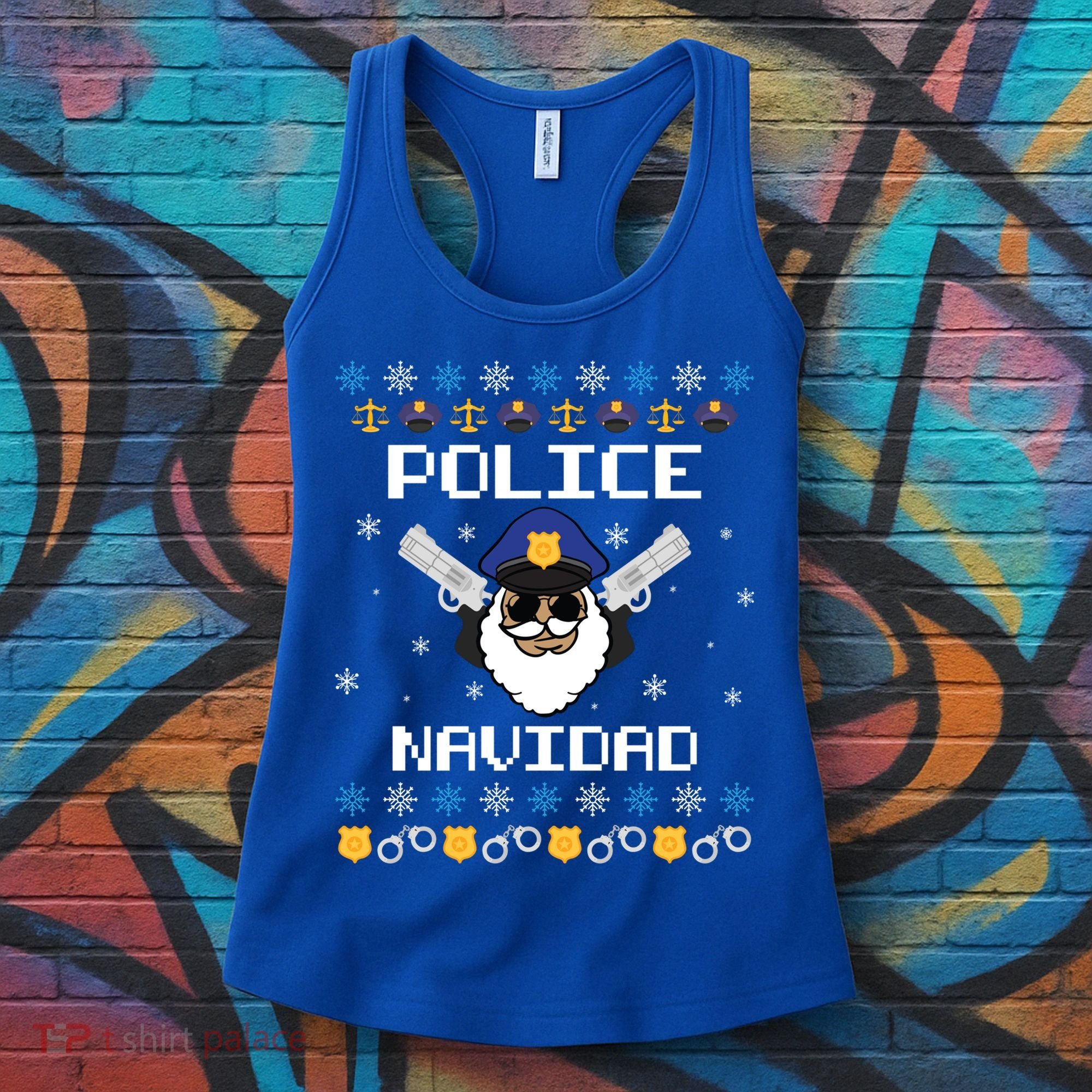Police Navidad Ugly Christmas Funny Policeman Xmas Women's Tank Top