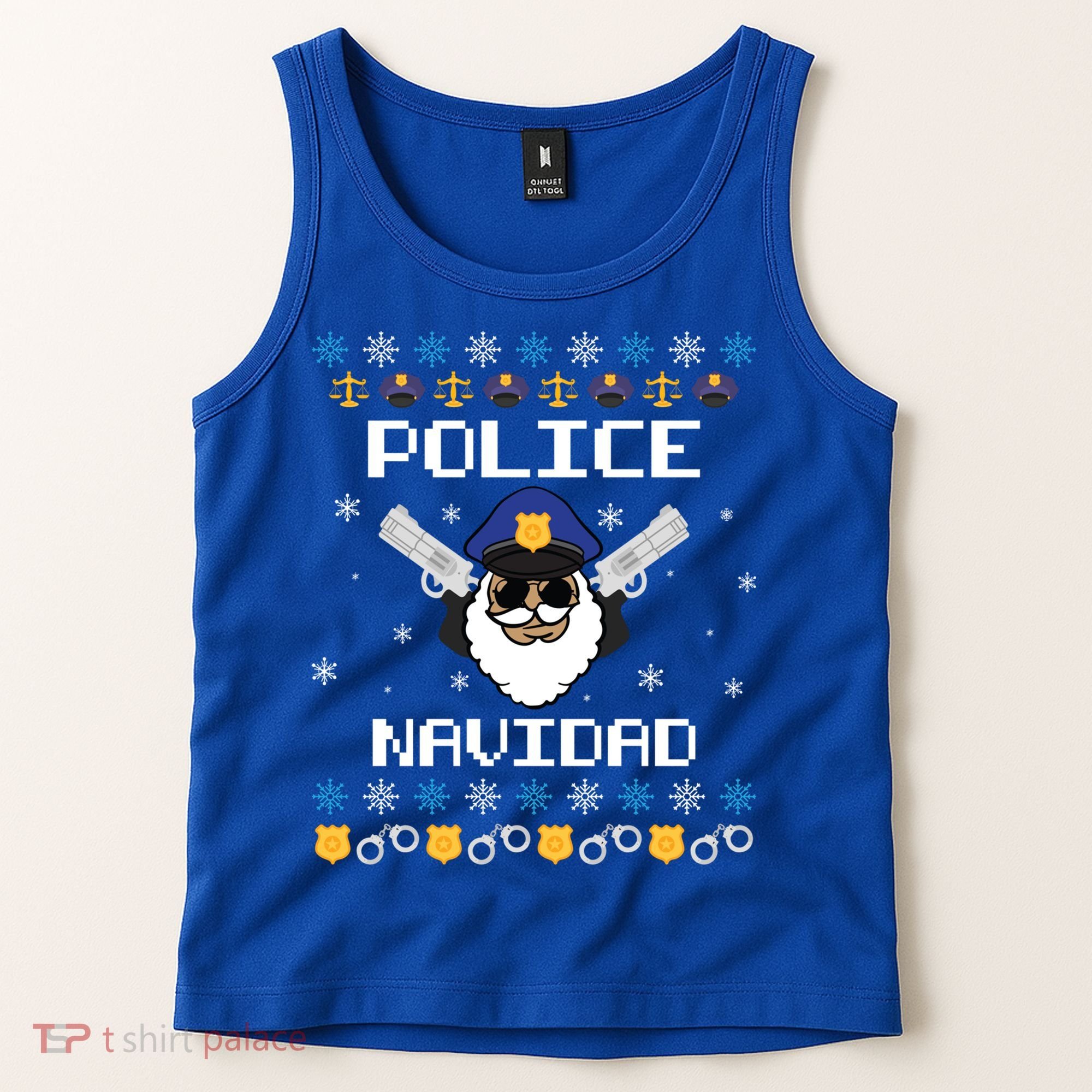 Police Navidad Ugly Christmas Funny Policeman Xmas Tank Top