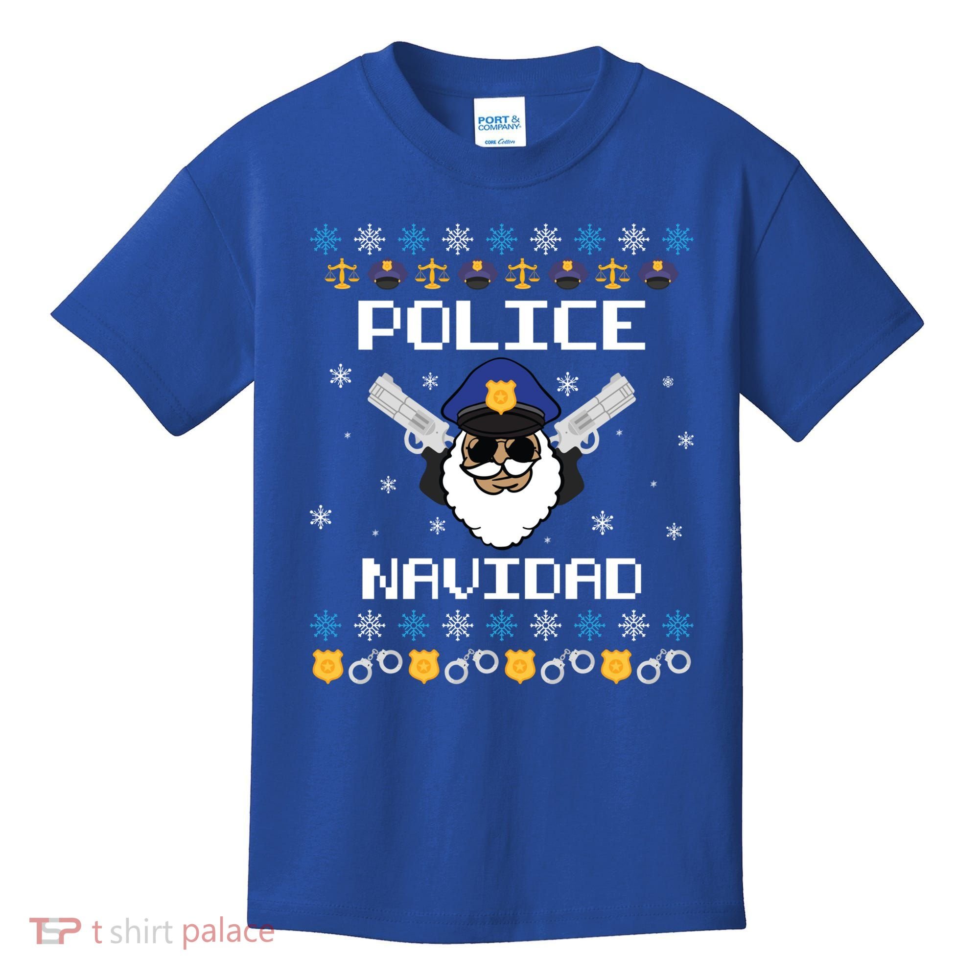 Police Navidad Ugly Christmas Funny Policeman Xmas Kids T-Shirt