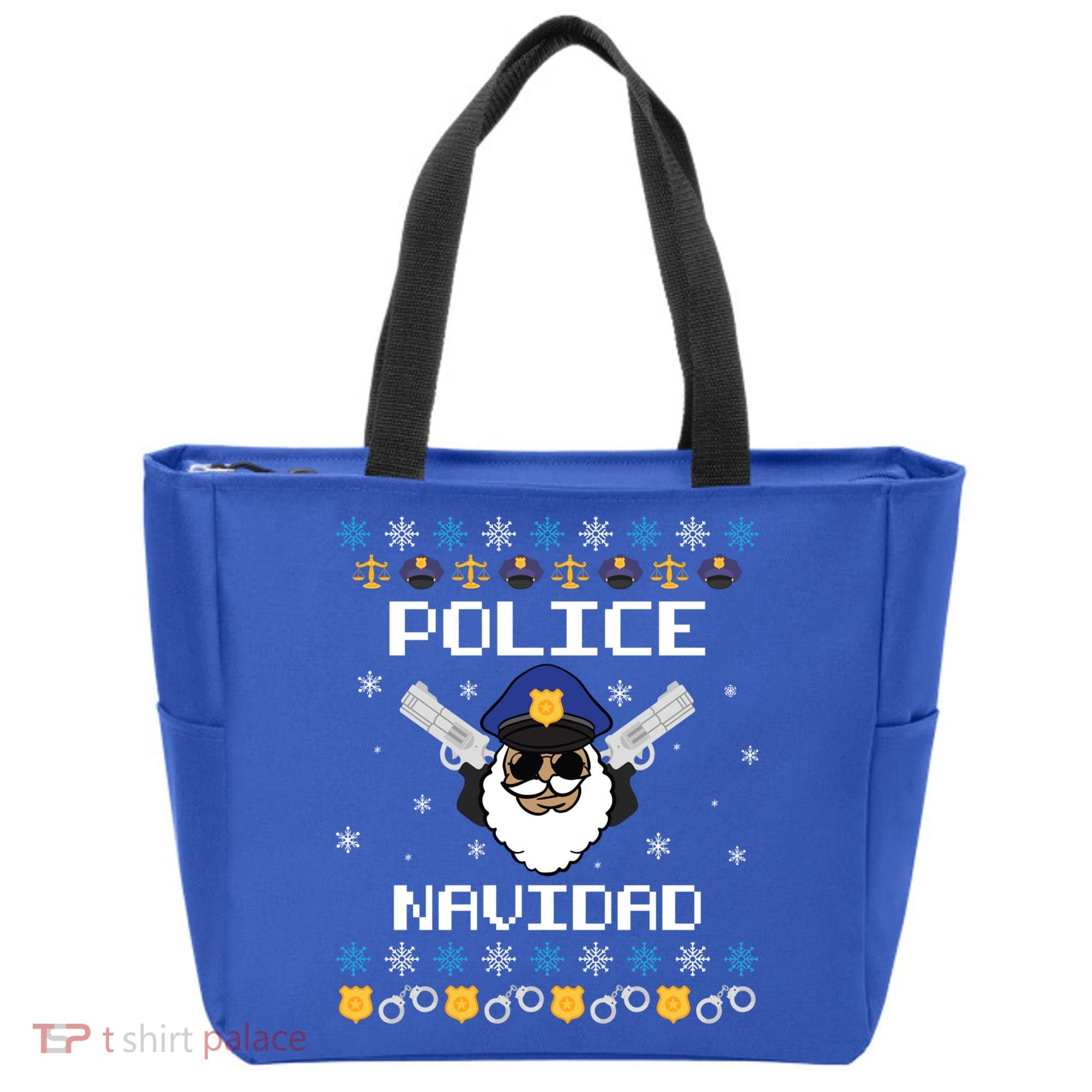 Police Navidad Ugly Christmas Funny Policeman Xmas Tote Bag