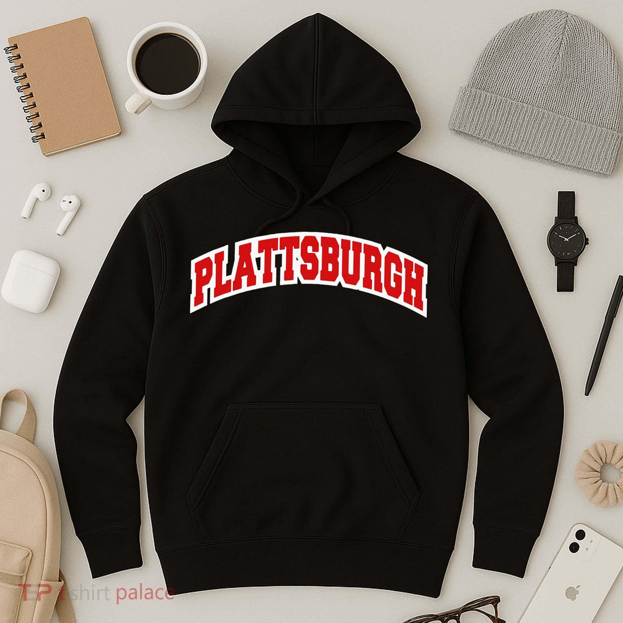 Plattsburgh New York Varsity Style Vintage Hoodie