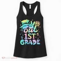 Peace Out 1st Grade Tie Dye Graduation Last Day Of School Women's Tank Top thumb 0