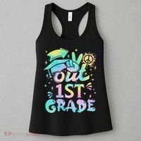 Peace Out 1st Grade Tie Dye Graduation Last Day Of School Women's Tank Top thumb 3